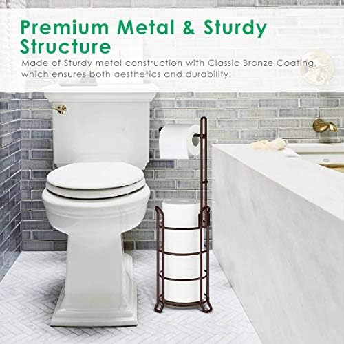 TomCare Toilet Paper Holder Stand Free Standing, Holds 4 Mega Rolls, Bronze - Image 5