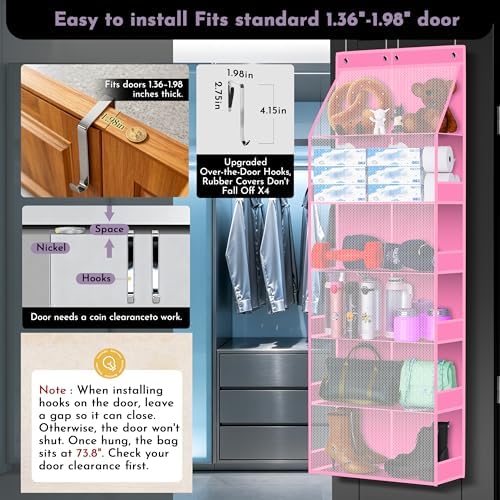 PAULONE 6-Tier Over The Door Shoe Organizer, 71" Hanging Shoe Rack with 2-Size Deep Pockets, 98 lbs Sag-Proof Capacity for Closet Entryway RV - Image 4