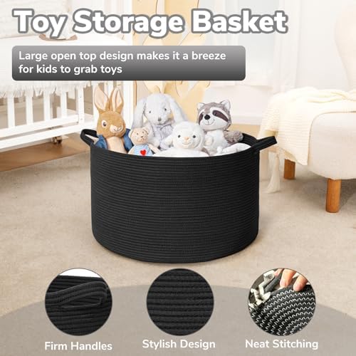 Goodpick Large Woven Dirty Clothes Basket for Nursery & Living Room, 85L - Image 5