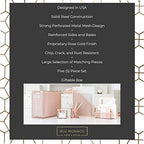 BLU MONACO Rose Gold Desk Organizer Set | 5-Piece Metal Desktop Organization Kit With File Holder, Magazine Rack, Pen Cup, Sticky Note Holder and Letter Sorter | Stylish Office Accessories - Image 3