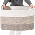 ICERZCZ Large Rectangle Blanket Basket, Large Storage Basket for Organizing, Cotton Rope Woven Basket for Storage with Handles, Baby Nursery Living Room Bedroom, 22”x17”x12”, 75L by ICERZCZ