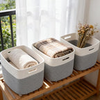 3 Pack Woven Baskets,Storage Baskets for Shelves with Handles by HZFTJOY