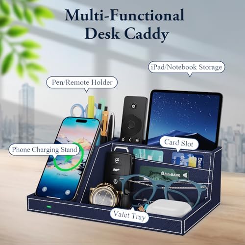 Desk Caddy with Fast Wireless Charger,Pen Holder Charging Station Organizer - Image 4