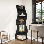 LITTLE TREE Small Corner Shelf, Modern 5-Tier Wall Corner Bookshelf, Stylish Bookcase Storage Rack for Small Space, Living Room, Bedroom, Black, 2 Pack - Image 2