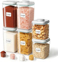 Airtight Food Containers Set with One-Touch Lid, Mixed Size Set (2.8 Qt *2+ 4.2 Qt *4) with Scoop, Stackable Jars for Complete Kitchen Organization by EQI
