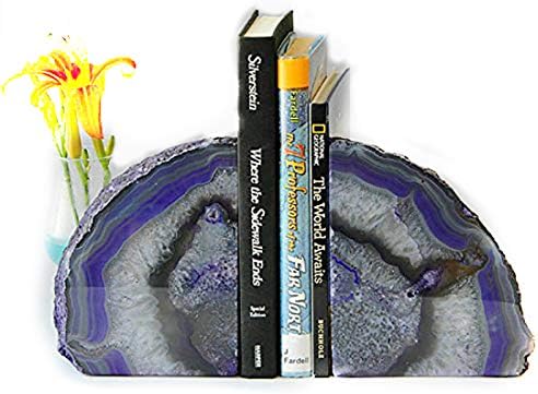 JIC Gem Dyed Purple Agate Geode Bookends Crystal Book Hold for Shelves - Image 6