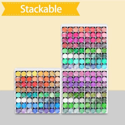 Krafetto 64 Grids Craft Paint Storage Organizer, Wall-mountable Paints Holder, Stackable Paint Bottle Rack Stand for 2oz Acrylic Craft Paints - Image 6