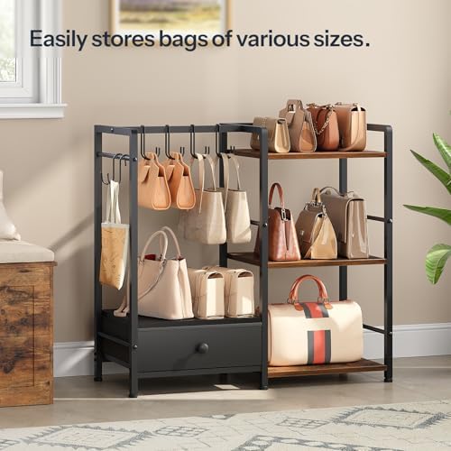 HOOBRO Purse Organizer Rack for Closet, 3-Tier Handbag Storage Stand - Image 2