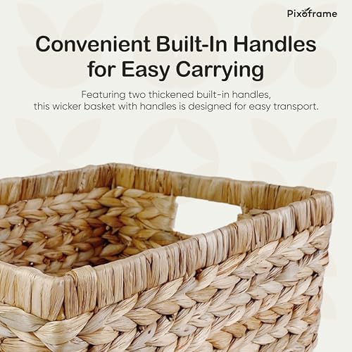 Large Handwoven Water Hyacinth Storage Wicker Basket with 2 Handles - Brown - Image 5