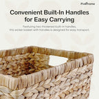 Large Handwoven Water Hyacinth Storage Wicker Basket with 2 Handles - Brown - Image 5