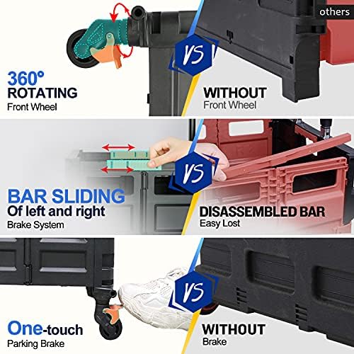 Foldable Utility Cart,Rolling Crate Heavy Duty Shopping Cart with 360° Silent Wheel with Brake System,55L Capacity,Transport Weight up to 177 Pounds,Travel Shopping Moving Luggage Office Use - Image 2