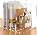 SANRUI 4 Pack Vertical File Holder, Acrylic Desk Organizer Magazine File Sorter for Magazines, Binders, Notebooks, Envelopes, Multi-purpose Clear Document Organizer Rack by SANRUI