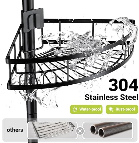 Standing Shower Caddy Corner - Rustproof Bathroom Shower Stand Shelf - Image 2