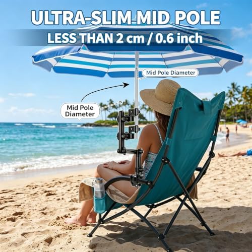 Dual Clamp Umbrella Holder for Wheelchair, Beach & Lawn Chairs - Image 5