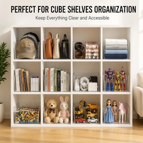 MOONEDGE 6-Pack 12x12x7 Extra Large Clear Plastic Storage Bins with Handles - Image 4