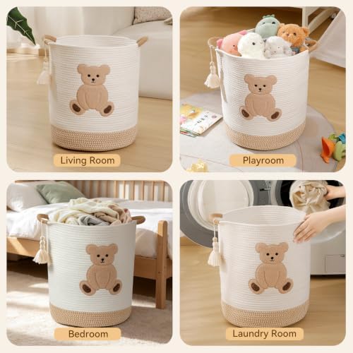 51L Baby Hamper for Nursery Laundry Basket Rope Stuffed Animal Storage Bins - Image 3