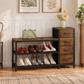EXOTICA Industrial Shoe Storage Bench with 4 Drawers & Seat, Rustic Brown by EXOTICA