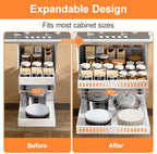 YJHome 2 Pack Pull Out Cabinet Organizer, No Drill Expandable Width 12"-20" & 21" Depth, Adhesive or Screw-In Installation, Magnetic Divider for Custom Storage, for Kitchen Pantry Bathroom Cabinet - Image 2