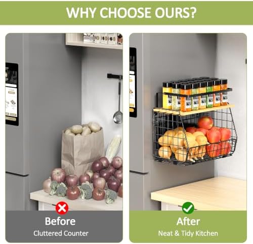 2 Pack Magnetic Shelf for Fridge, Fruit Potato Onion Storage Bins - Image 6