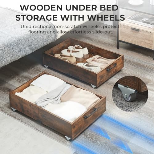 TIOPGHAD 2-Pack Under Bed Storage Drawers Organizer with Wheels, Brown - Image 2
