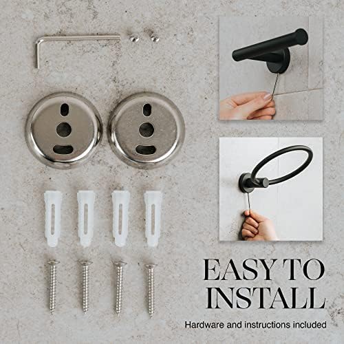 Marmolux ACC 5-Piece Black Bathroom Hardware Set - Hand Towel Holders & Bathroom Towel Rack - Wall Mounted Towel Bar - Stainless Steel (SUS304), Matte Black - Image 4