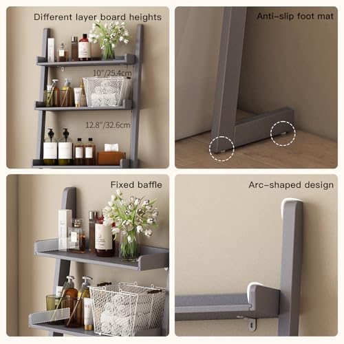 Solid Bamboo Over the Toilet Storage, 3-Tier Freestanding Toilet Shelf - Image 4