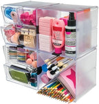 Deflecto Stackable Cube Organizer, Desk and Craft Organizer, 4 Drawers, Clear, Removable Drawers and Dividers, 6"W x 6"H x 7 1/8"D (350301CR) - Image 6