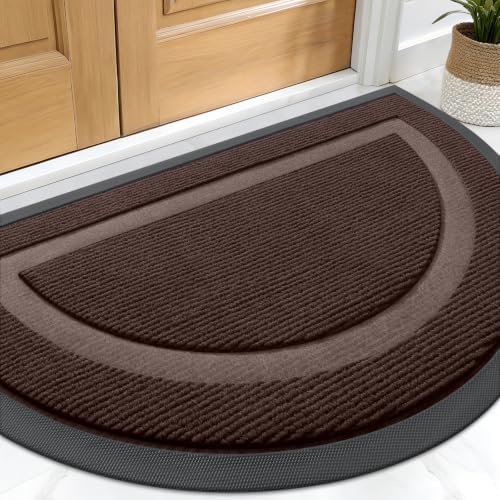 OLANLY Half Circle Front Door Mat Outside 33x21 All-Season Rubber Doormat by OLANLY
