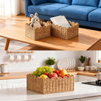 Scalloped Basket, Wicker Storage Baskets, Hand Woven Baskets for Shelves,Natural Baskets for Organizing (S+M) - Image 3