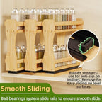 BAMEOS Pull Out Spice Rack Organizer for Cabinet, Bamboo Wide 7.7" Slide Out Seasoning Organizer for Kitchen, No Drill Anti-Tip Ball Bearing Silent Glides, Pantry Cabinet Organizer, Natural - Image 6