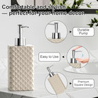 Bathroom Accessories Set Resin 6PCS, Square Toothbrush Holders Set Complete with Soap Dispenser, Vanity Tray, Tumbler, Cups and Cotton Swab Jars (Beige Diamond, Resin Bath 6 PCS) - Image 4