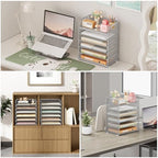 Subekyu 6 Tier Paper Organizer for Desk with Handle, Metal Mesh Desk Office File Folder Paper Letter Tray Accessories Organizer Sorter for Home, School, Office Desktop Document Organization - Silver - Image 4