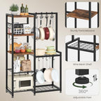 CHOEZON 5-Tier Pot Rack, Cookware Stand with Hooks, Pans Pots Organizer for Kitchen, Living Room, and Bedroom, Black TPR17BF - Image 7