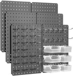 Pegboard Organizer Kit, 6 Pack 12 x 16 in Steel Metal with 6 Bins, Gray by PHXGrove