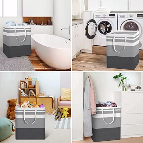 HomeHacks 2 Pack Large Laundry Baskets, Laundry Hampers Bags (Grey 100Lx2) - Image 6