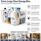 MOONEDGE 4 Pack Extra Large Clear Plastic Storage Bins 13x10x8in Organizers - Image 4