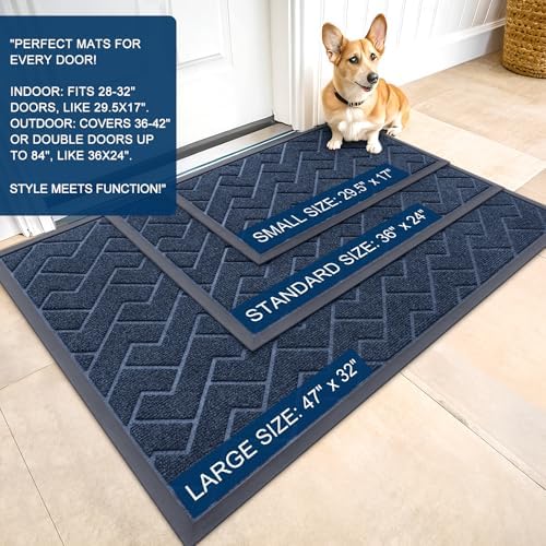 OLANLY Front Door Mat Outside 47x32, All-Season Absorbent Rubber Doormat - Image 2