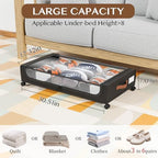 Under Bed Storage with Wheels, UnderBed Storage Containers with Clear Lid and Handles, XXL 60L Under the Bed Storage Bins Drawers for Clothes,Blankets,Shoes,Books (BLACK, 4 PACK) - Image 3