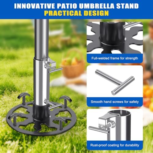 Dolibest Heavy Duty Outdoor Umbrella Base(up to 2'' Pole), Patio Umbrella Stand Anchor with Ground Spike/Expansion Anchors, Steel Umbrella Base for Patio Yard Grass/Concrete Use - Image 3