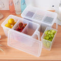 2 Pack Plastic Divided Veggie Storage Containers with Lids and Handles for Fridge Storage Organizer Boxes for Refrigerator Produce Beans Fruits Organzation by MineSign