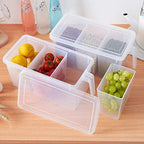 2 Pack Plastic Divided Veggie Storage Containers with Lids and Handles for Fridge Storage Organizer Boxes for Refrigerator Produce Beans Fruits Organzation by MineSign