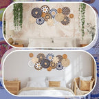 Xuhal 15 Pcs Boho Wall Basket Decor Handcrafted Seagrass Woven Wall Basket Rustic Round Woven Hanging Art for Home Farmhouse Kitchen Table Living Room(Blue Classic Style) - Image 6