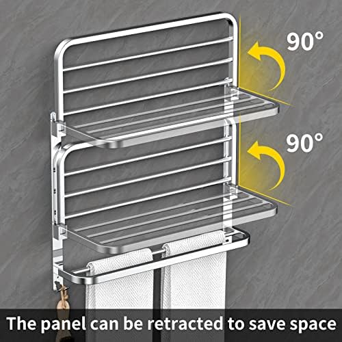 CAXIMSY 22.8Inch Towel Rack for Bathroom and Lavatory Towel Hanger with Wall Mount Towel Bars 304 Stainless Steel No Drill (Collapsible Towel Rack) - Image 4
