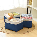 TheWarmHome Organization and Storage for Organizing - 3 Pack 16x12x12 inch Cube Storage Bin for Shelves, Fabric Storage Cubes for Closet Cloth Organizer Gift Toy (White & Jean Blue) - Image 5