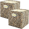 ANMINY Leopard Cheetah Print Storage Cubes Bins, Velvet, Brown, 11Inch 2PCS by ANMINY