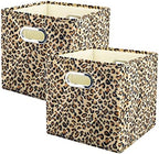 ANMINY Leopard Cheetah Print Storage Cubes Bins, Velvet, Brown, 11Inch 2PCS by ANMINY