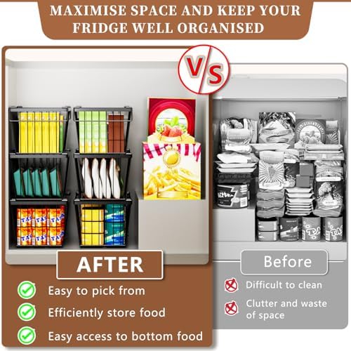 Enhanced Leak-Proof Bottom - Freezer Organizer Bins ，6 Pack Stackable Deep Freezer Organizer Bins for 7 Cu.FT Small Chest Freezer，organization and storage，pantry organizers - Image 6