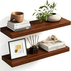 Organic Wavy Edge Floating Shelves,Hidden Brackets,2 Pack 24 in by Unknown