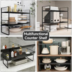 2pcs Expandable Cabinet Shelf Organizer, 16.5"~27''L, Black - Image 6