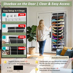 Kotkn 24-Pair Over Door Shoe Organizer for Family & Kids, Double Sided | Hanging Storage for Sneakers, Boots, Toys & Room Organization-Obsidian Black - Image 5